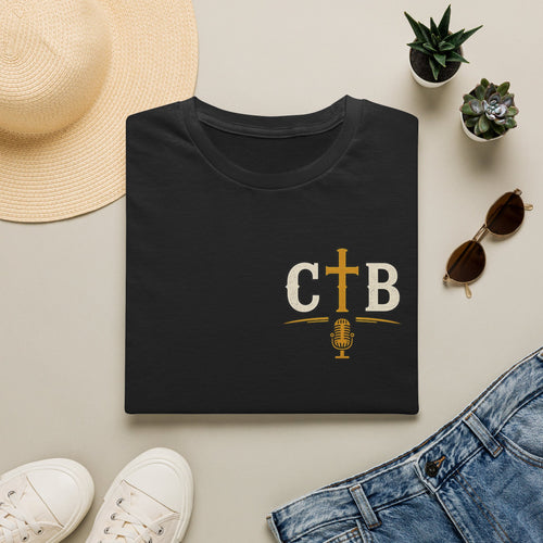 Christian Podcast Logo T‑Shirt — C T B Cross & Microphone Design