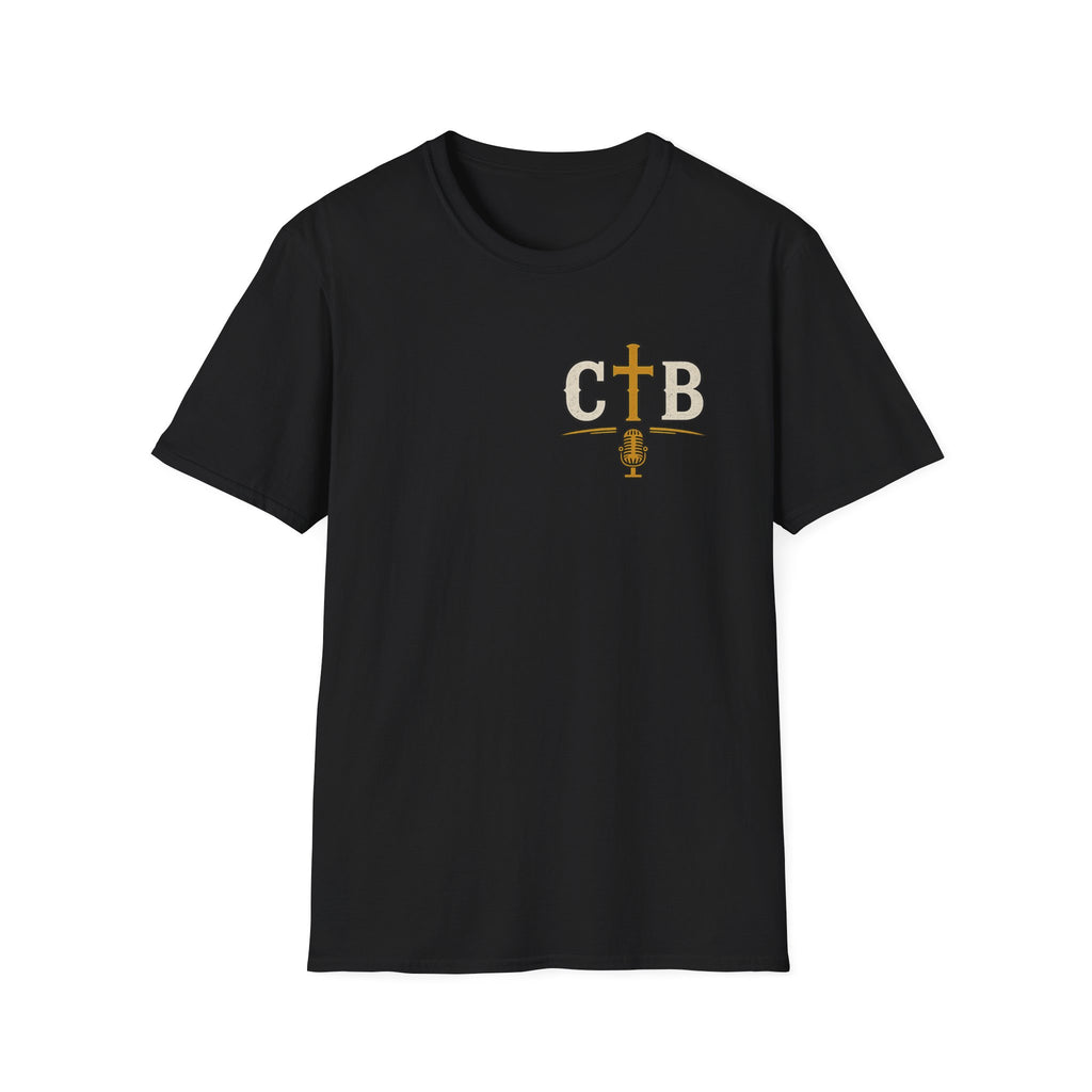 Christian Podcast Logo T‑Shirt — C T B Cross & Microphone Design