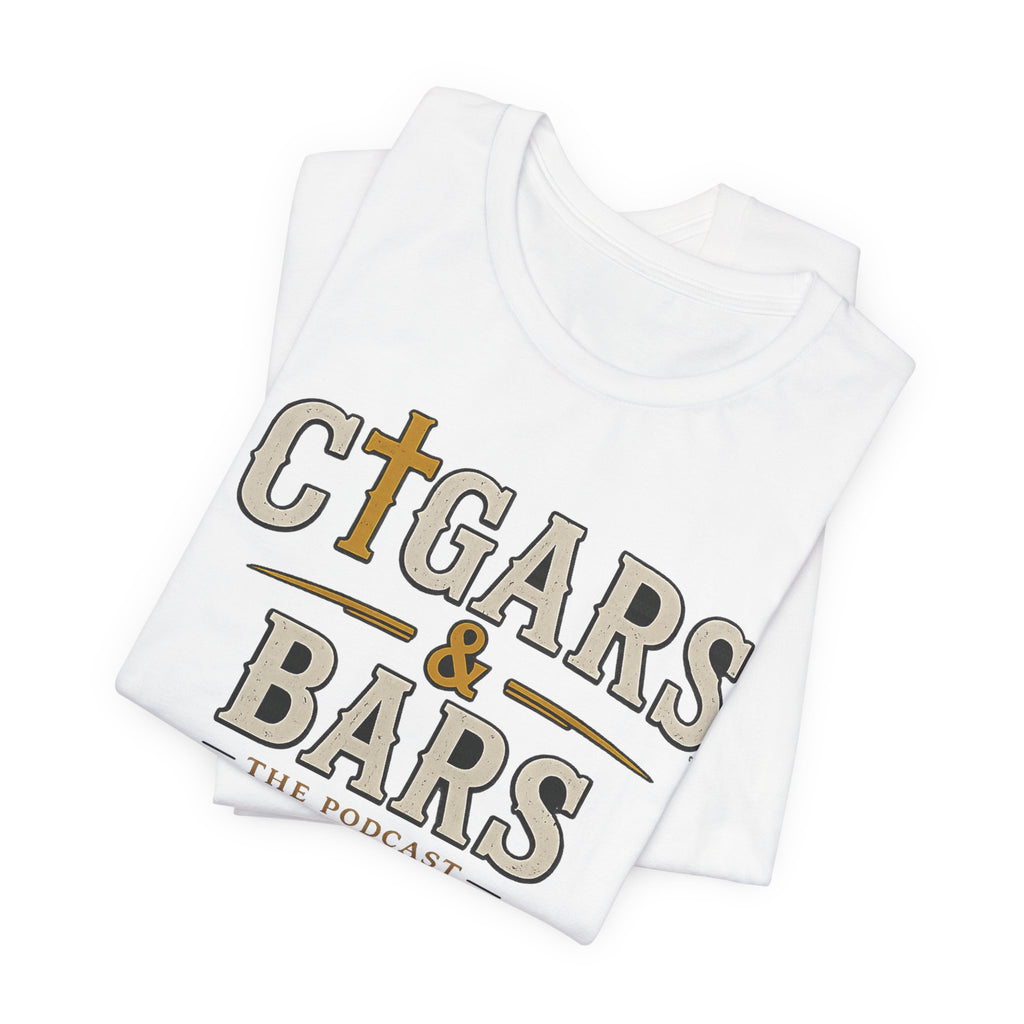 Cigars & Bars Podcast Tee — "Red Letters Brown Wrappers" Graphic T-Shirt